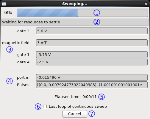 Data capture dialog in continuous mode.