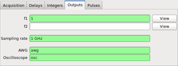 Pulse program configuration: outputs.